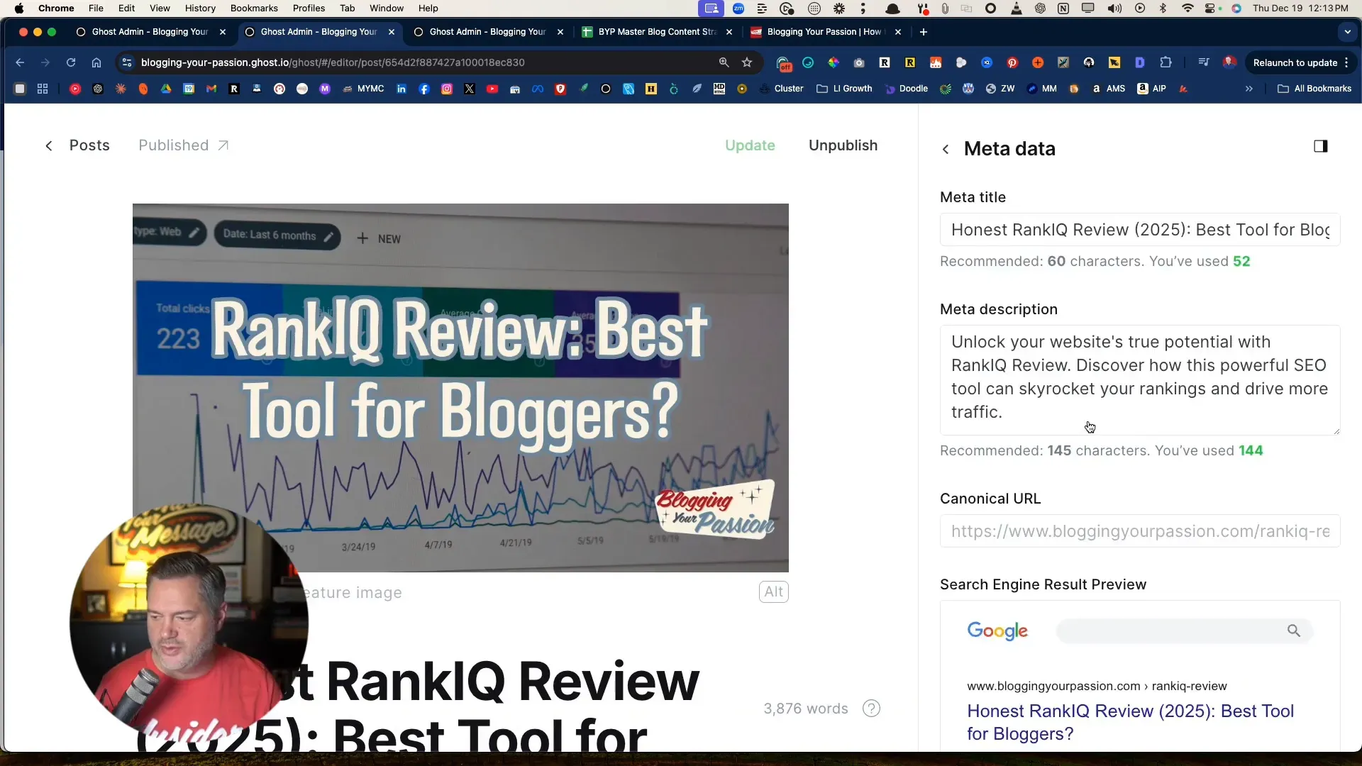 Example of a clean blog post URL