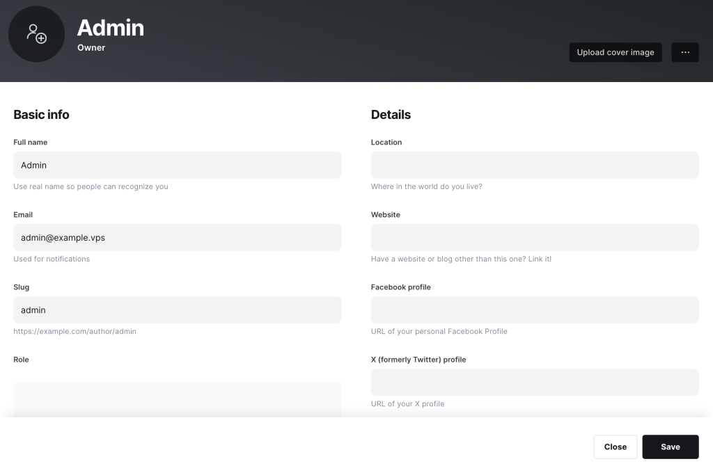Ghost CMS admin control panel showing the clean post editor interface with sidebar navigation and content management features