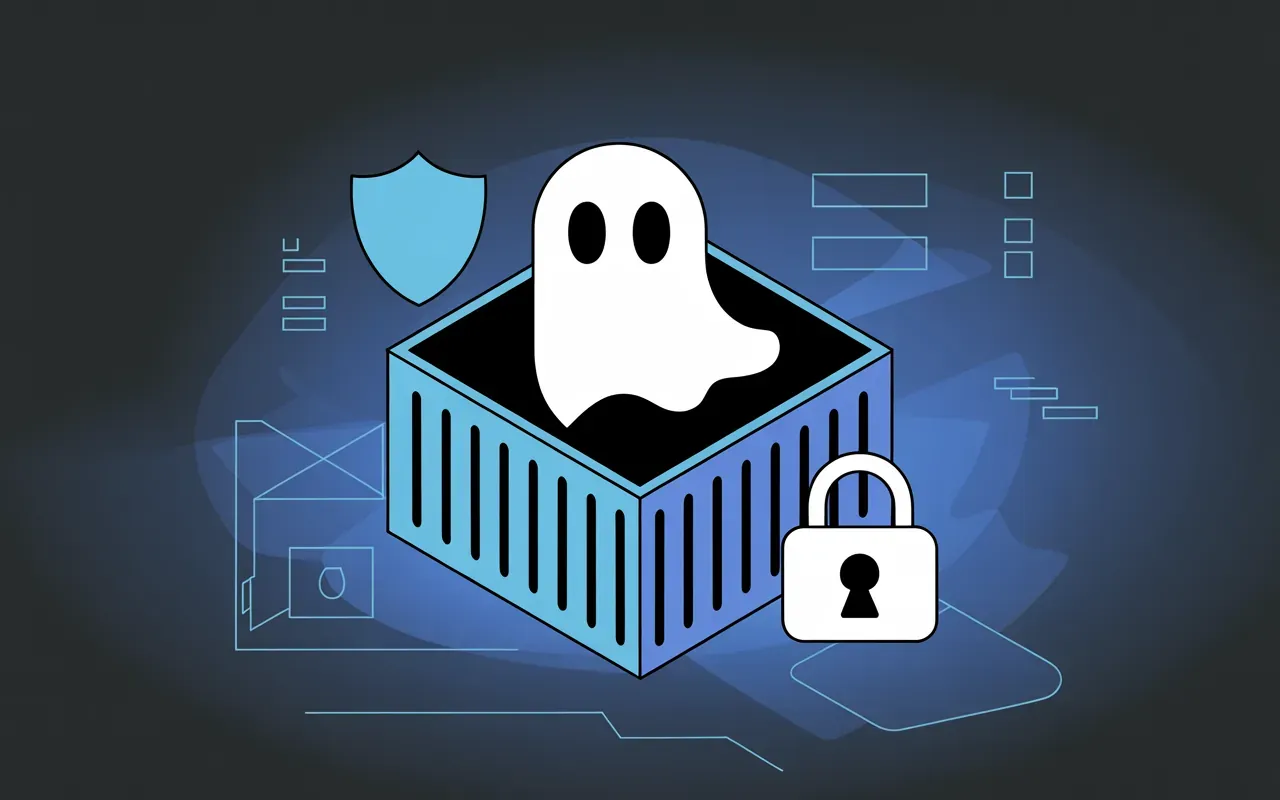 Ghost CMS running in rootless Docker with security shield