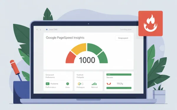 Google PageSpeed Insights dashboard showing Ghost CMS performance score